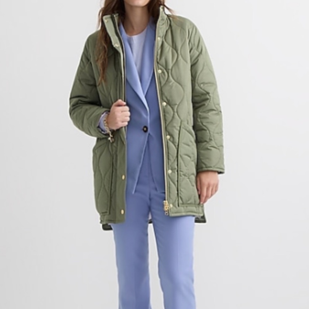 Womens XS J Crew quilted cocoon puffer coat in General Surplus green